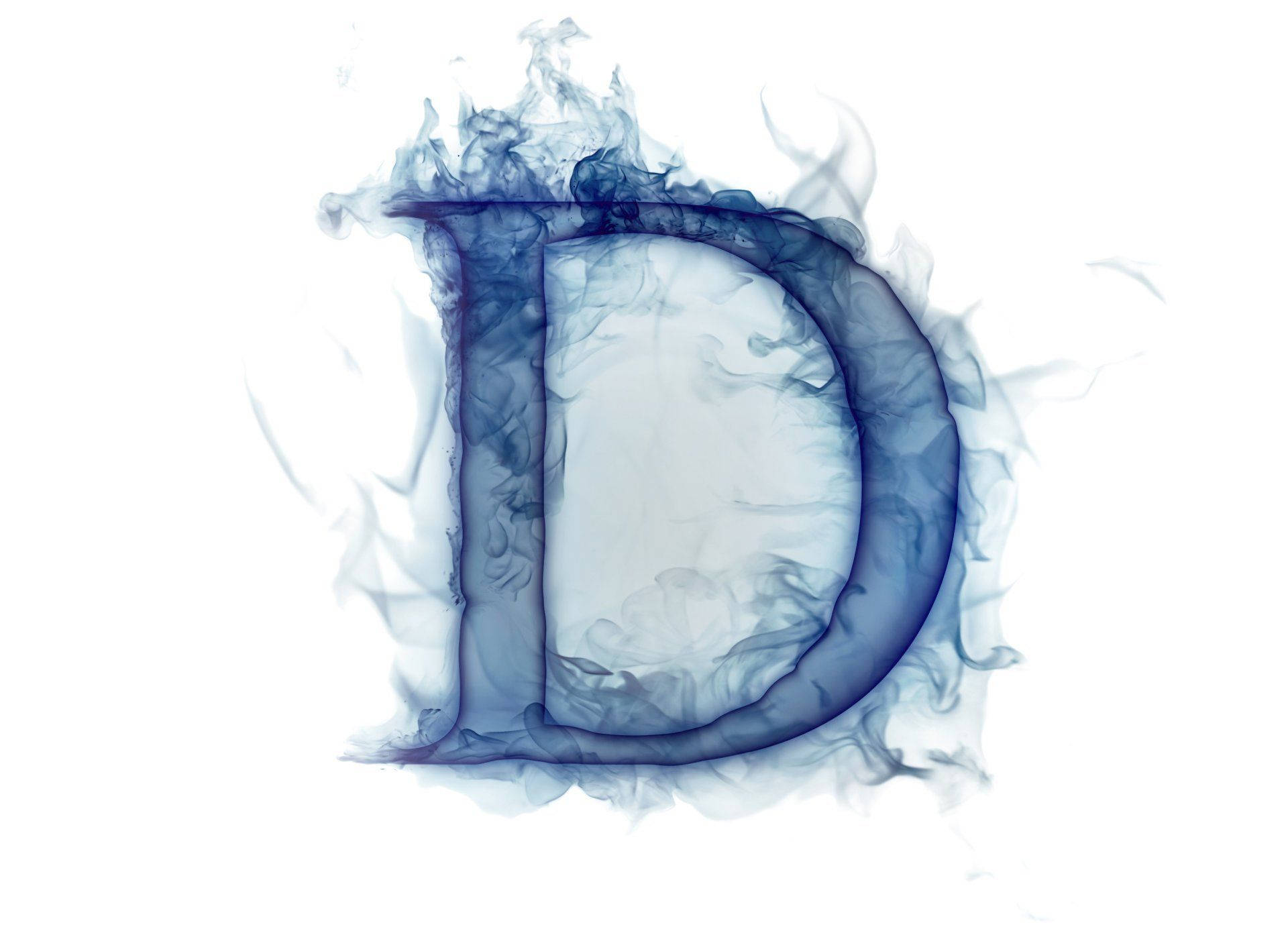 Monogram D In Translucent Blue Flame Wallpaper