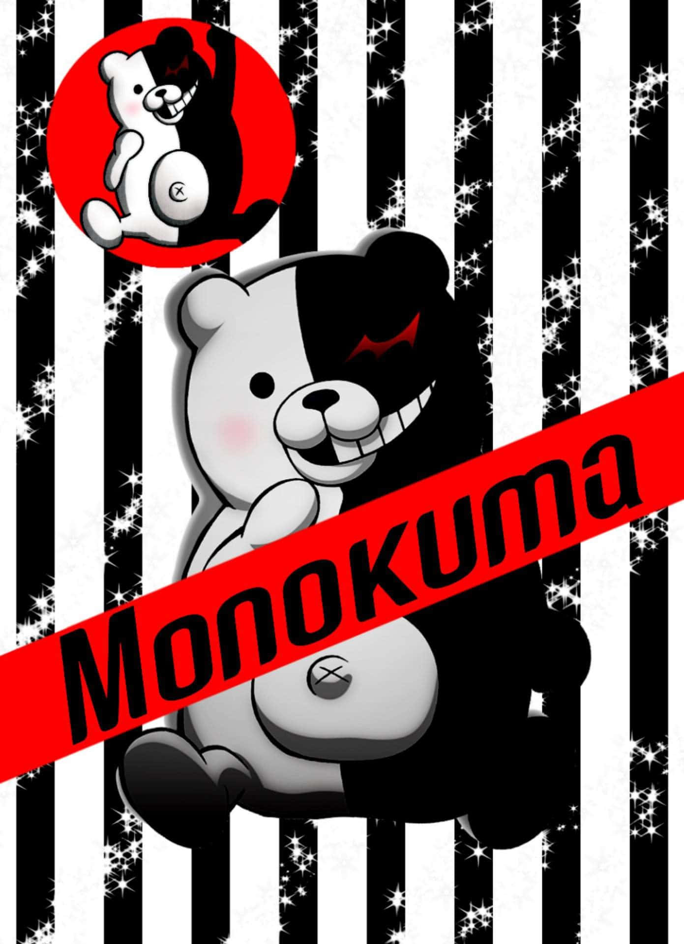 Monokuma Danganronpa Anime Poster Tapet: Et levende tapet af Monokuma, figuren fra Danganronpa-spillet. Wallpaper