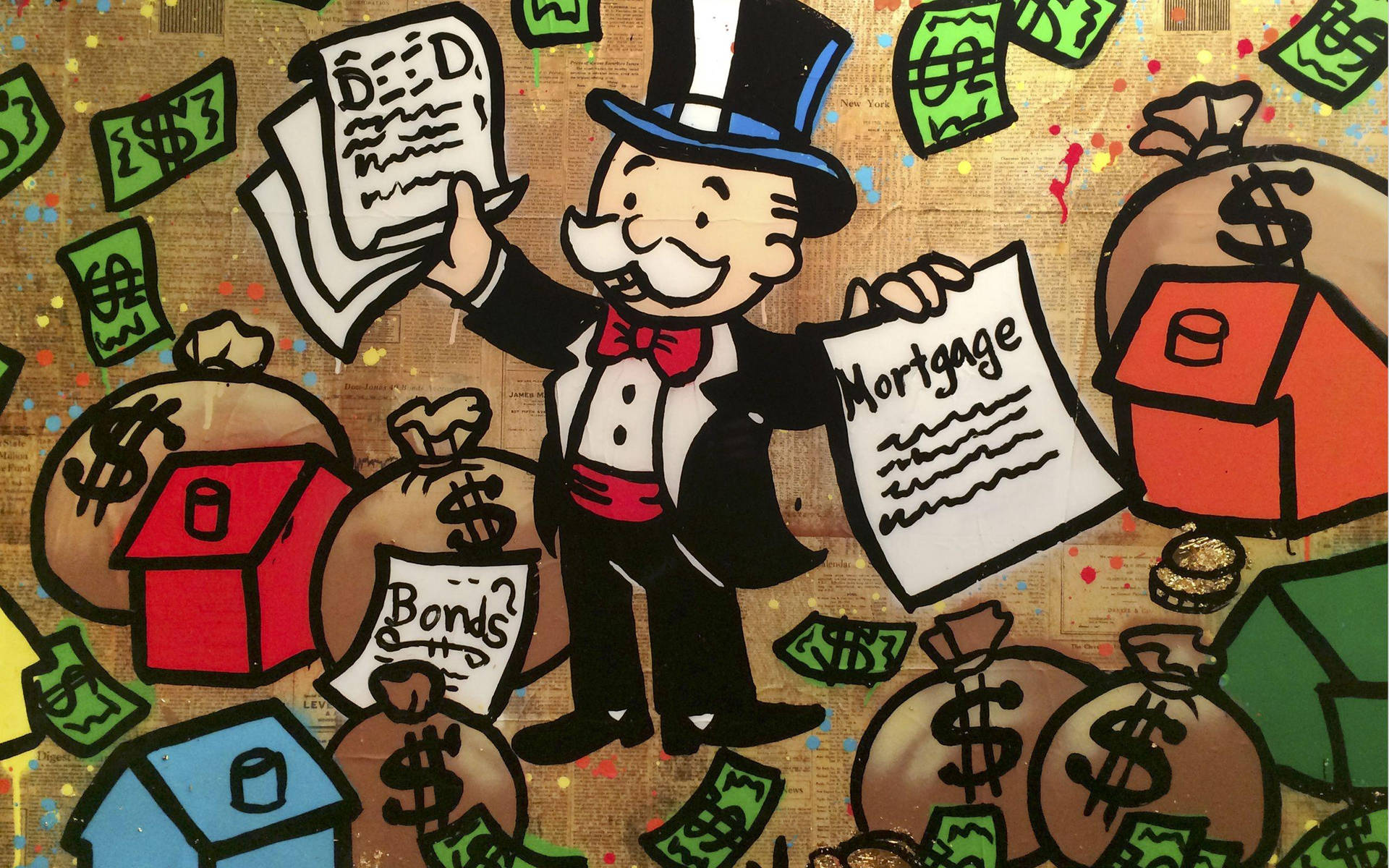 Monopoly Man Oil Painting Wallpaper