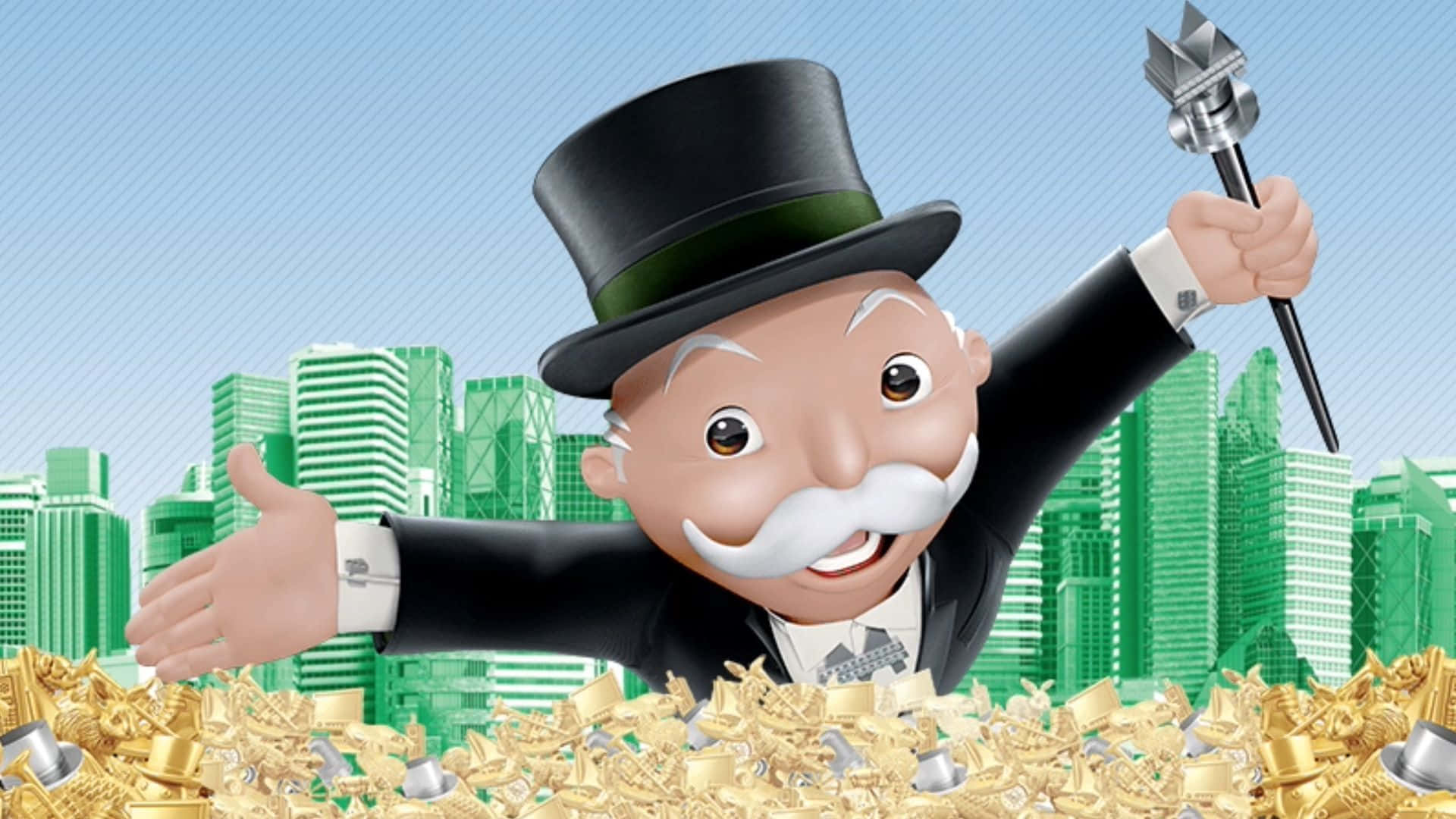 Rolling in the dough: Monopoly Man enjoying the finer things in life