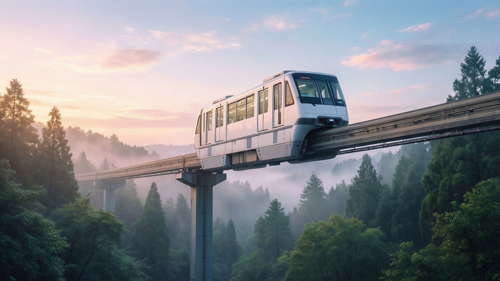 Monorail Over Mist Wallpaper