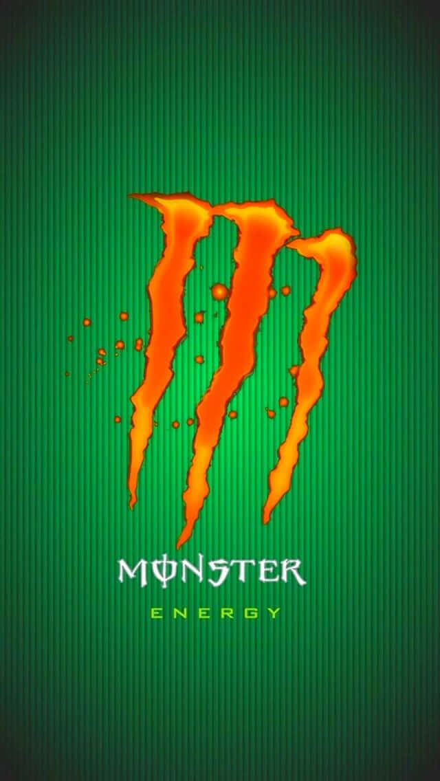 Monster Energy Logo on a Splattered Green and Black Background