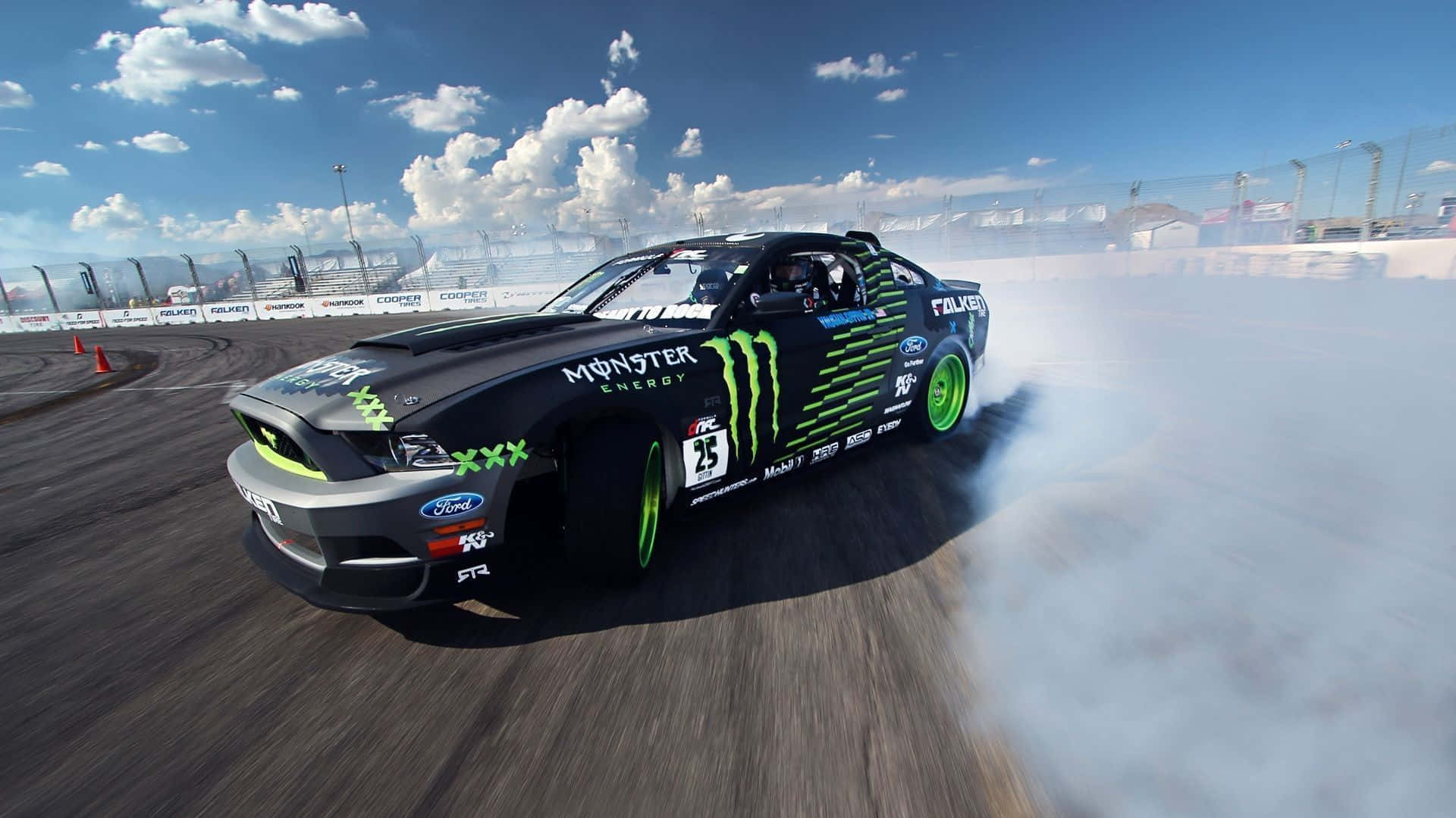 Monster Energy Drift Car Action Wallpaper