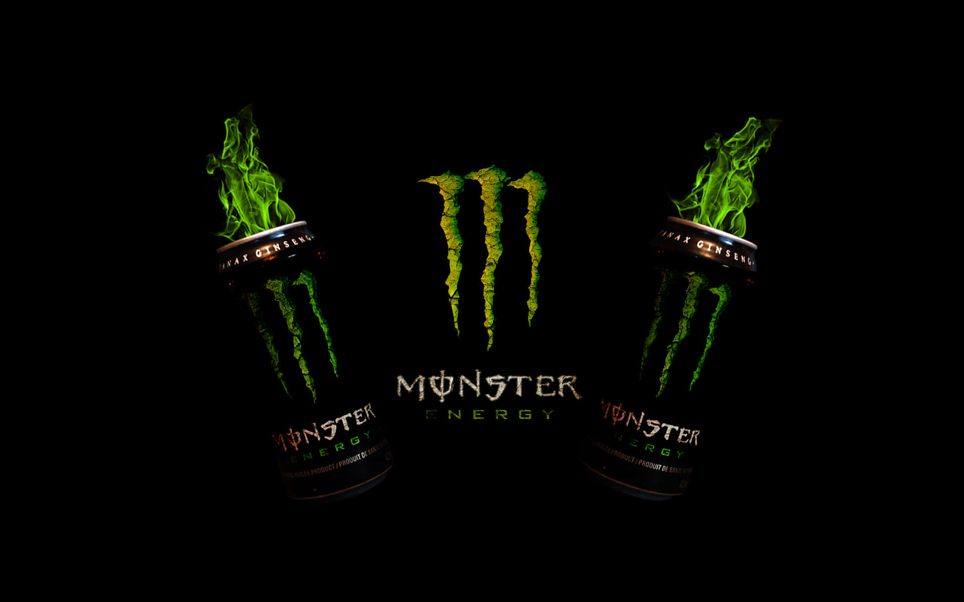 Monster Energy Drink Green Flame Art Wallpaper