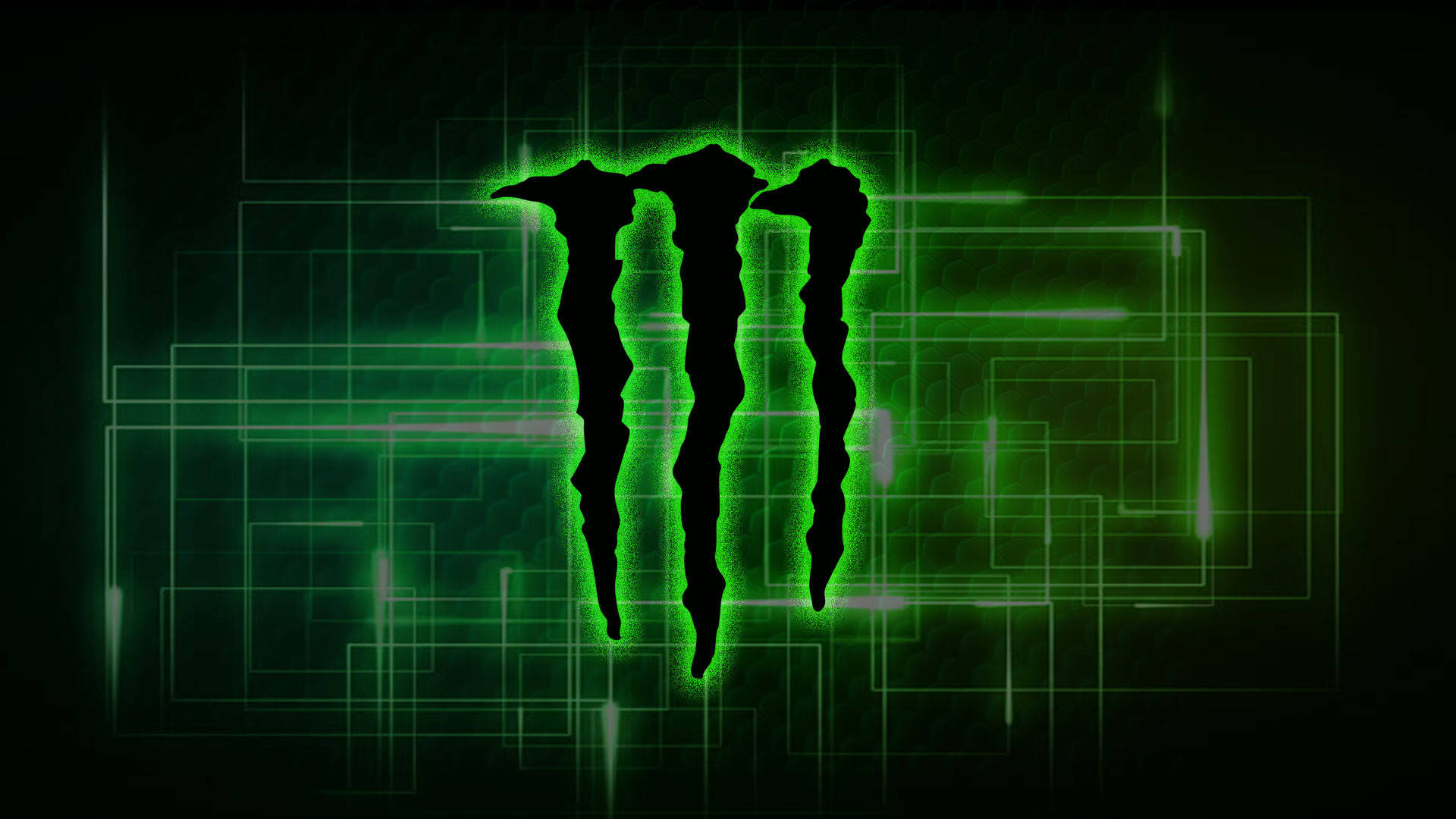 Monster Energy Logo Med Grønne Lys Wallpaper