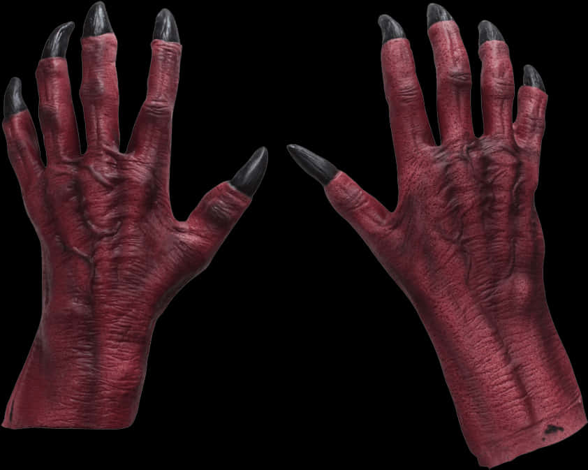 Monster Hands Red Skin Black Claws PNG