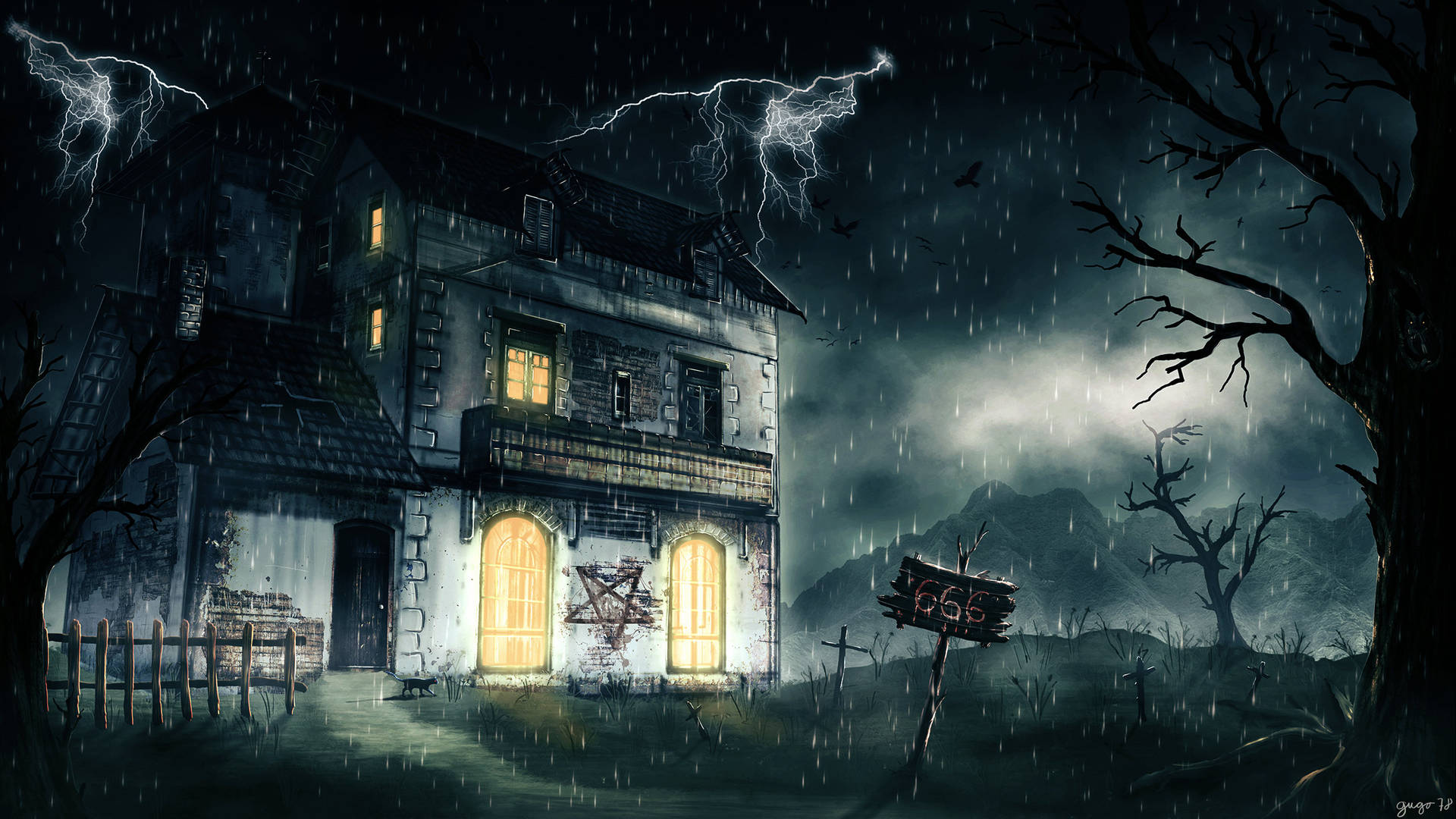 Monster House Dark Lightning Wallpaper