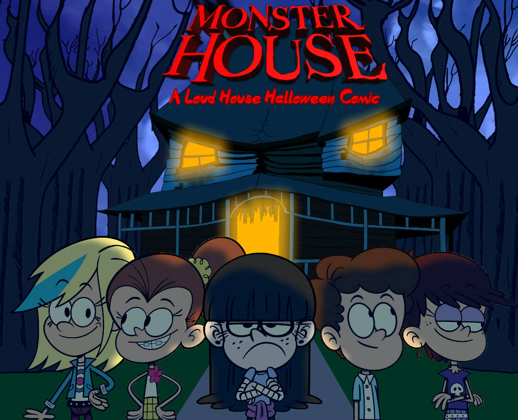 Posterdi Monster House E Loud House Per Halloween Sfondo