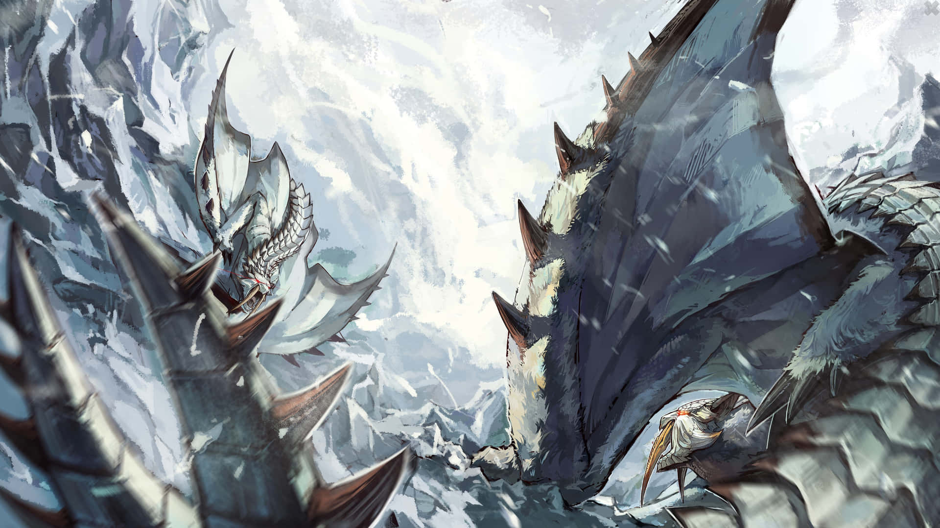 A Dragon Is Flying Through The Snow Wallpaper