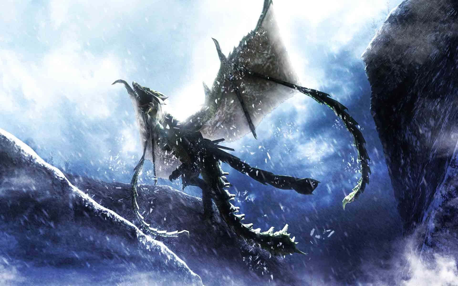 A Dragon Flying In The Snow Wallpaper