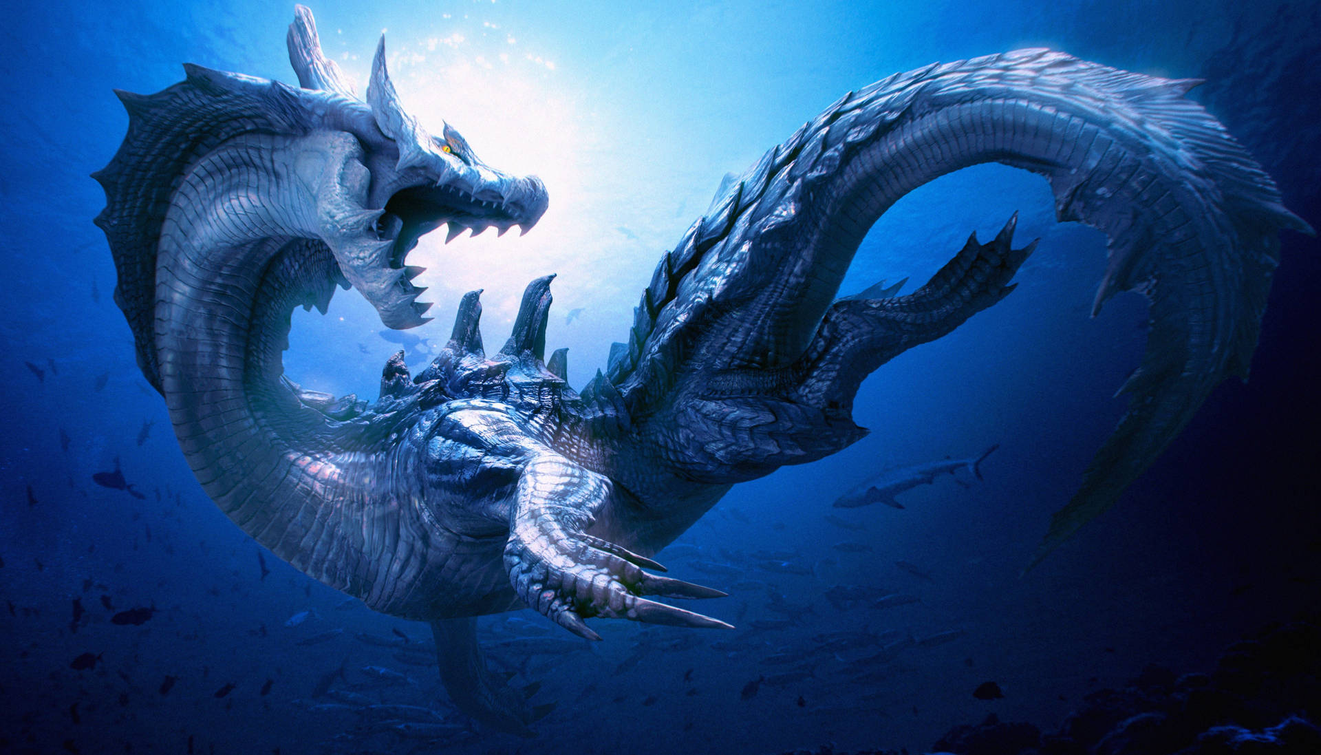 Explore mysterious depths with Lagiacrus in Monster Hunter Wallpaper