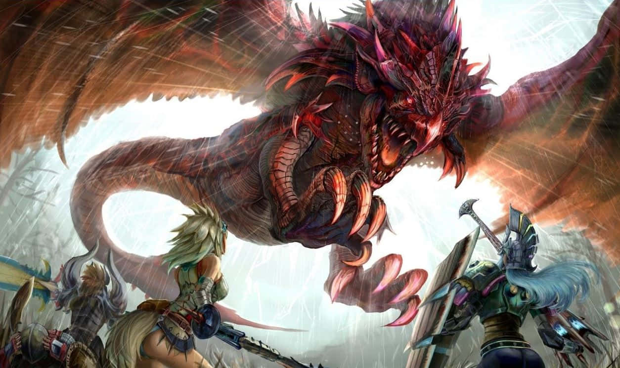 Ferocious Monsters Roaring in Monster Hunter Wallpaper