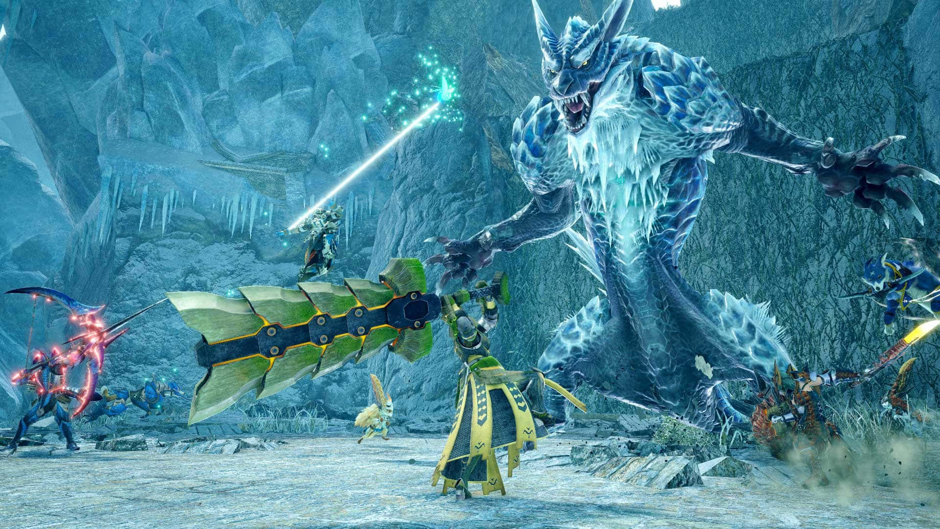 Ferocious Nergigante in the heat of battle in Monster Hunter World Wallpaper