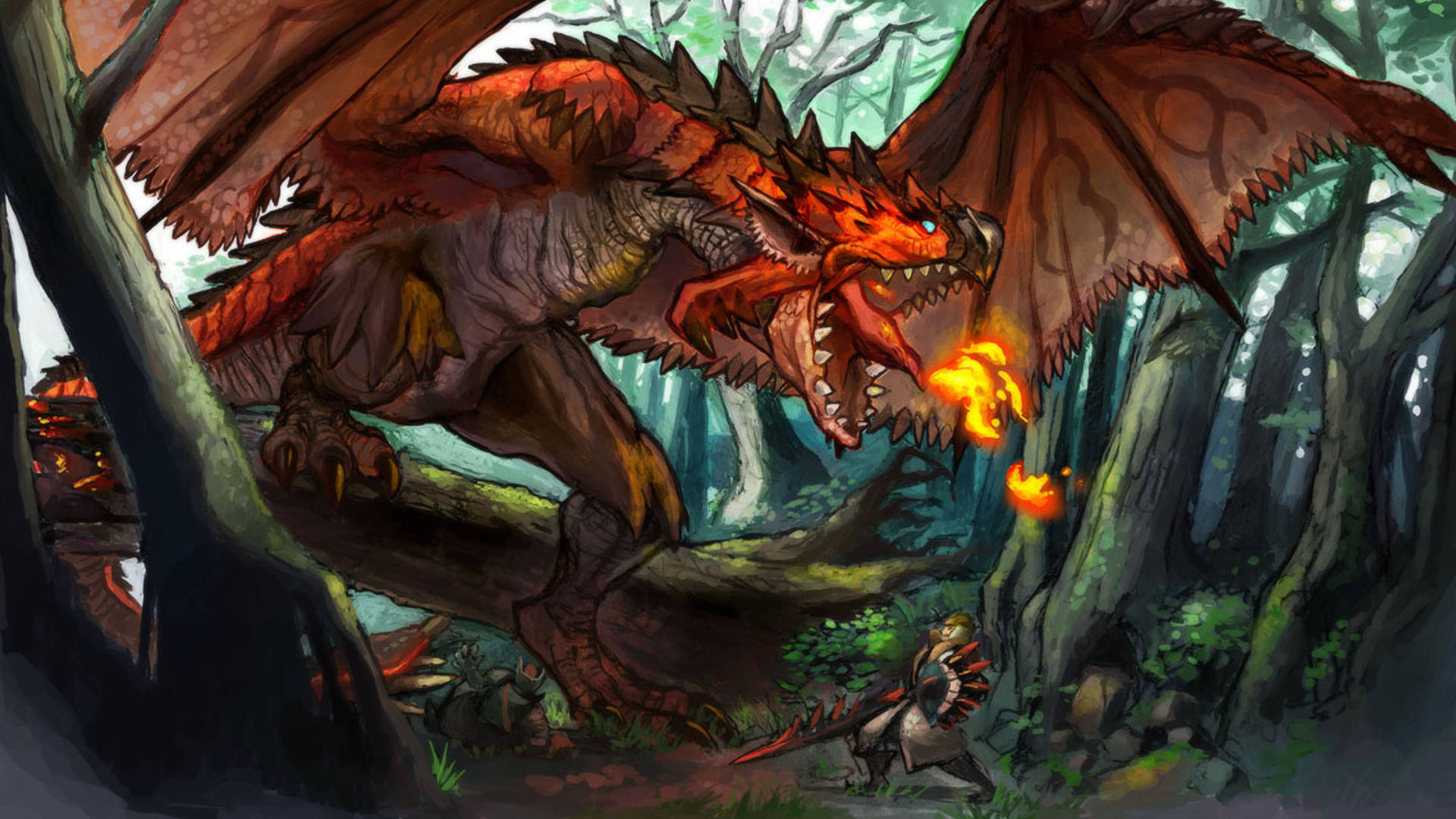 Monster Hunter Rathalos In The Forest Wallpaper