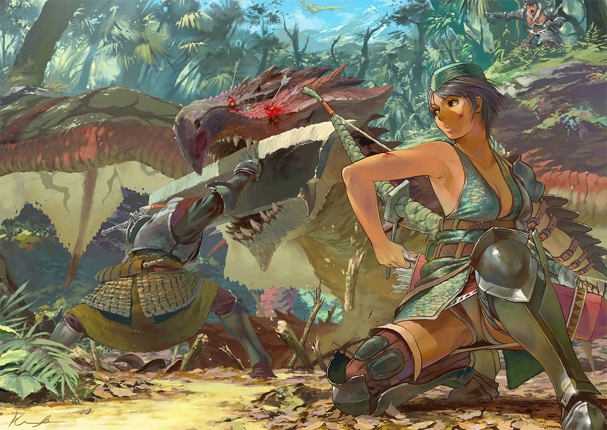 Explore the Rainforest with the Red Dragon from Monster Hunter Wallpaper