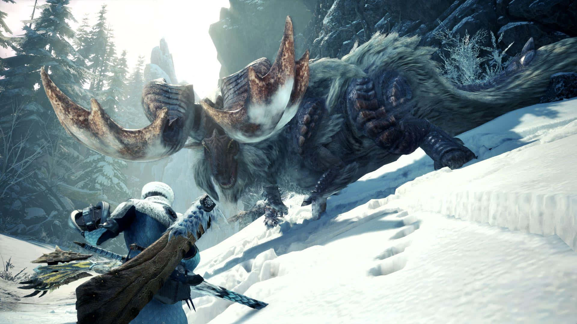 A male hunter embarks on an epic quest to take down powerful monsters in the world of Monster Hunter.