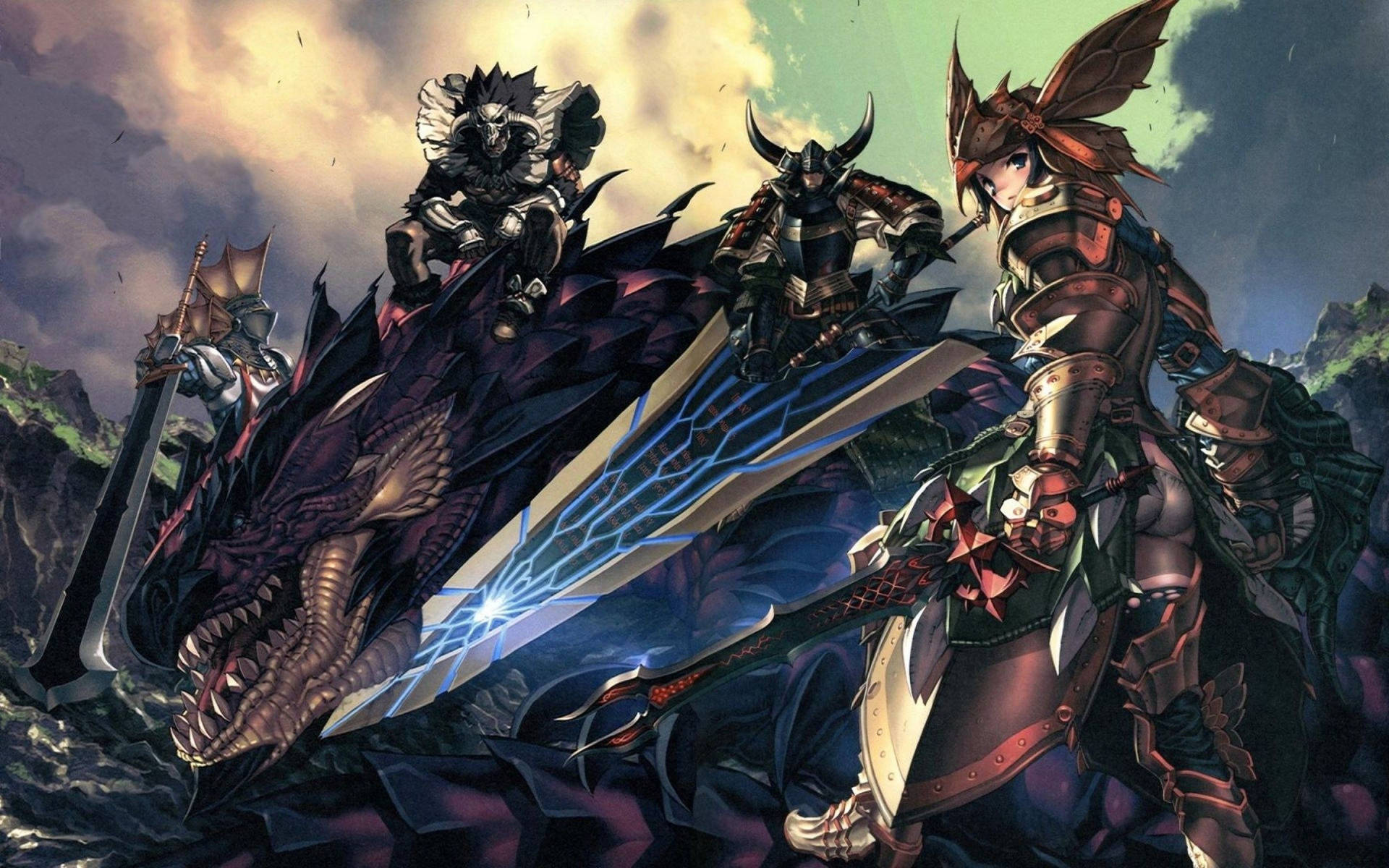 Hunters and Rathalos Ready For Battle in Monster Hunter World Wallpaper