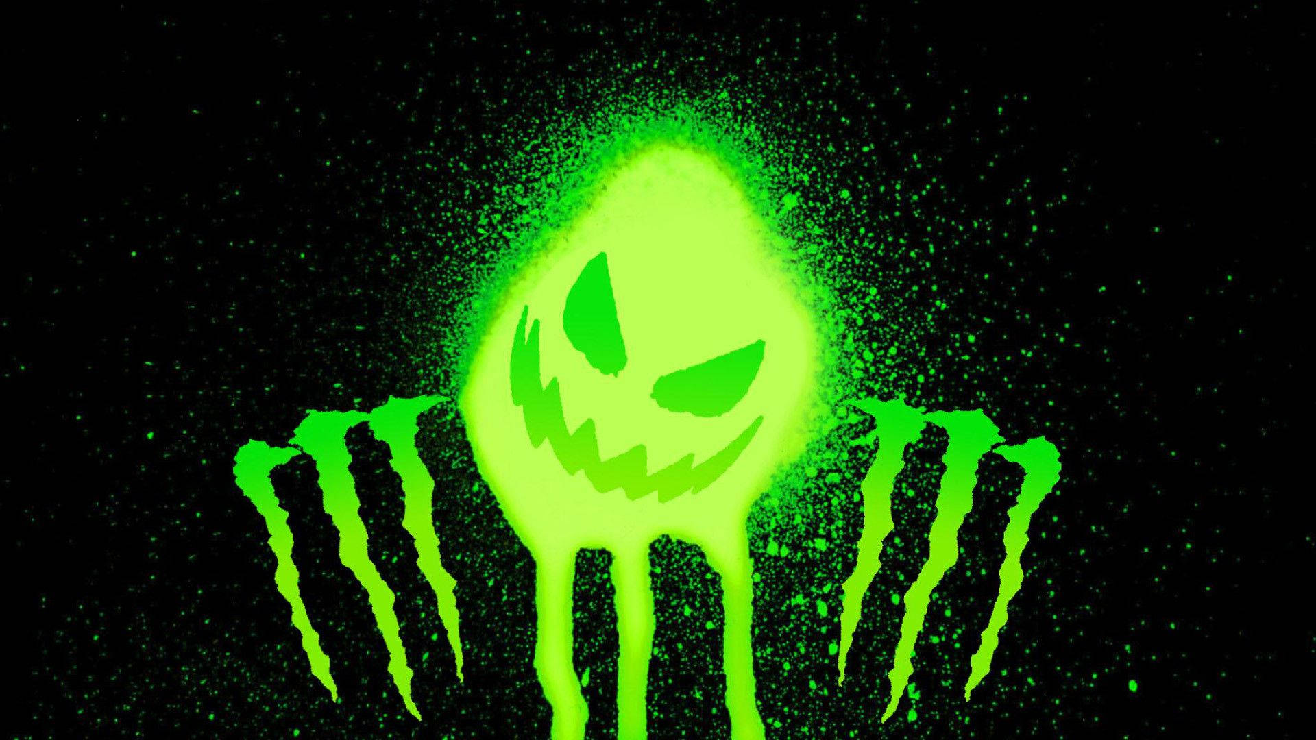 Monster Icon Neon Green Aesthetic Wallpaper