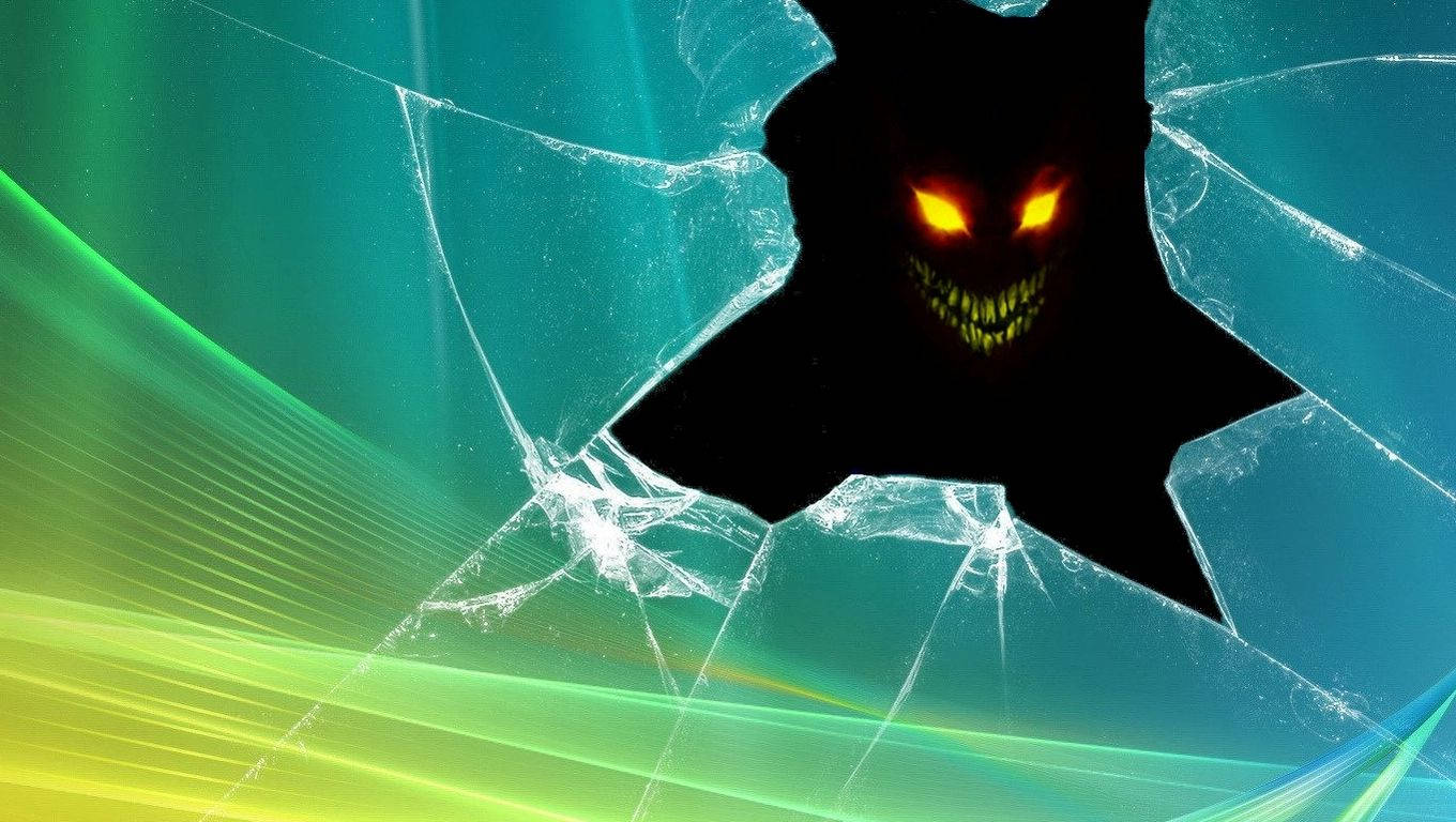 Monster On Cracked Screen Wallpaper