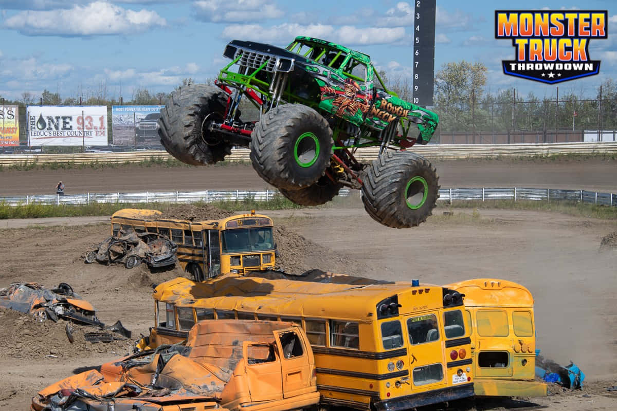 Monster Truck And Yellow Buses Picture
