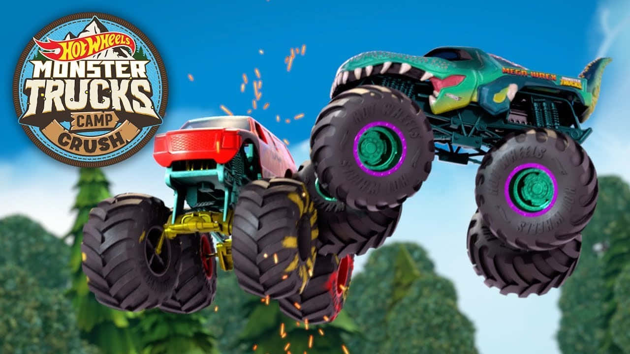 Exhilarating Monster Truck Mid-Jump Action