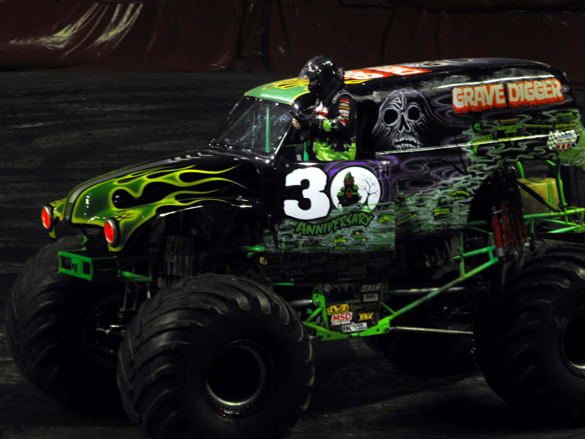 Grave Digger Monster Truck With Driver Wallpaper