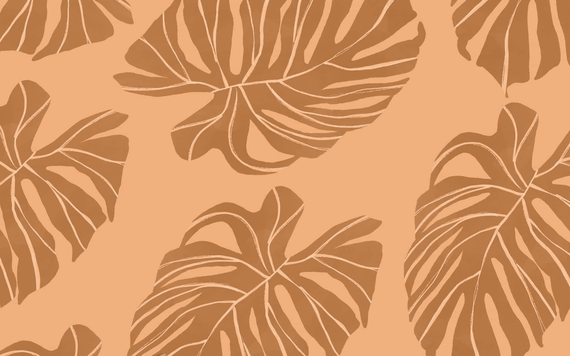 Monstera Pattern Beige Background Wallpaper