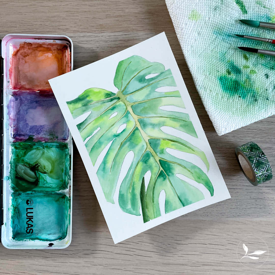 Watercolor Painting Of A Tropical Leaf