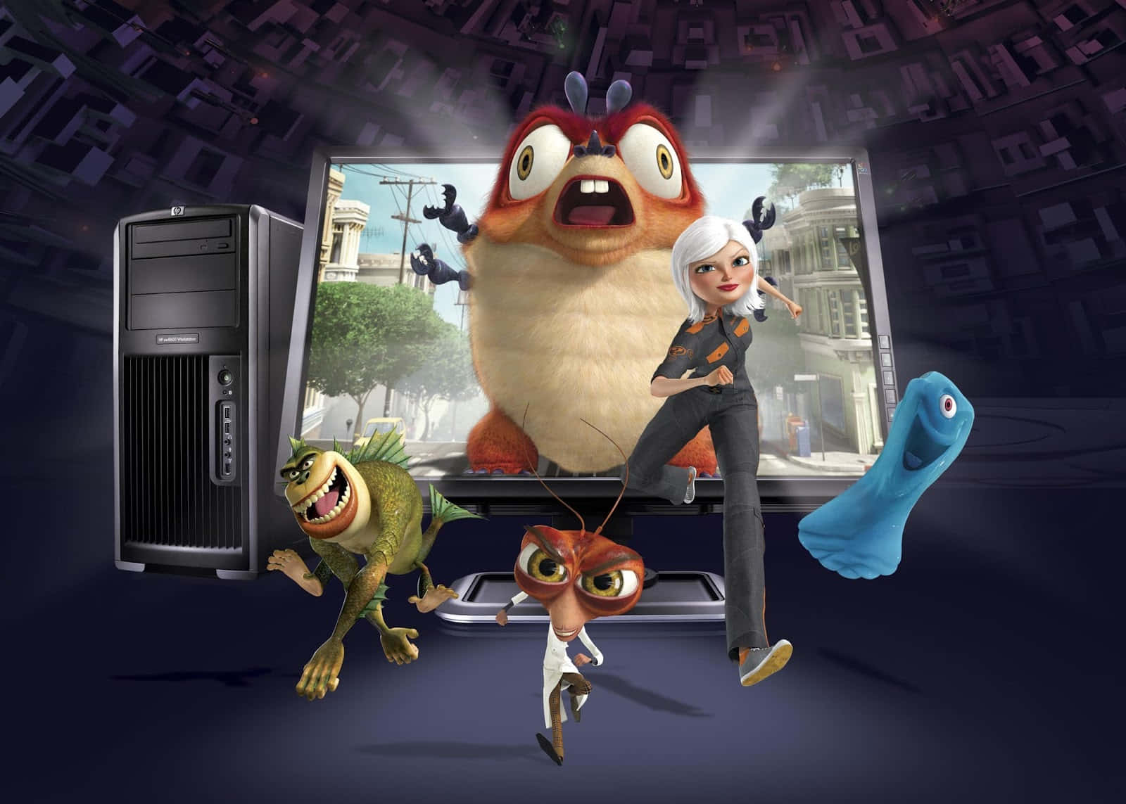 Vibrant Cast of Characters From the Movie Monsters vs Aliens Wallpaper