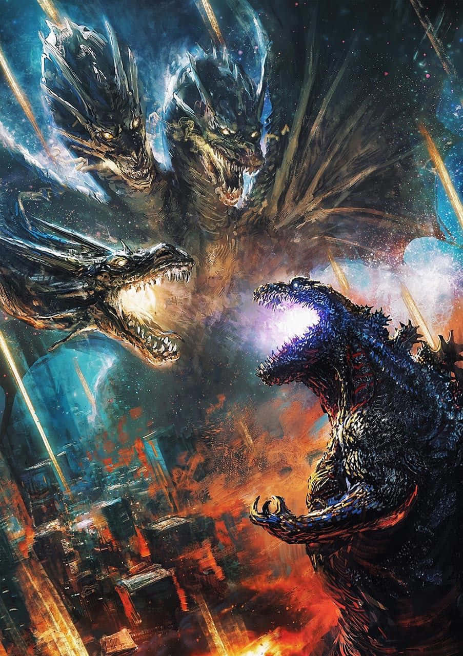 Epic clash between Godzilla and Kong Wallpaper