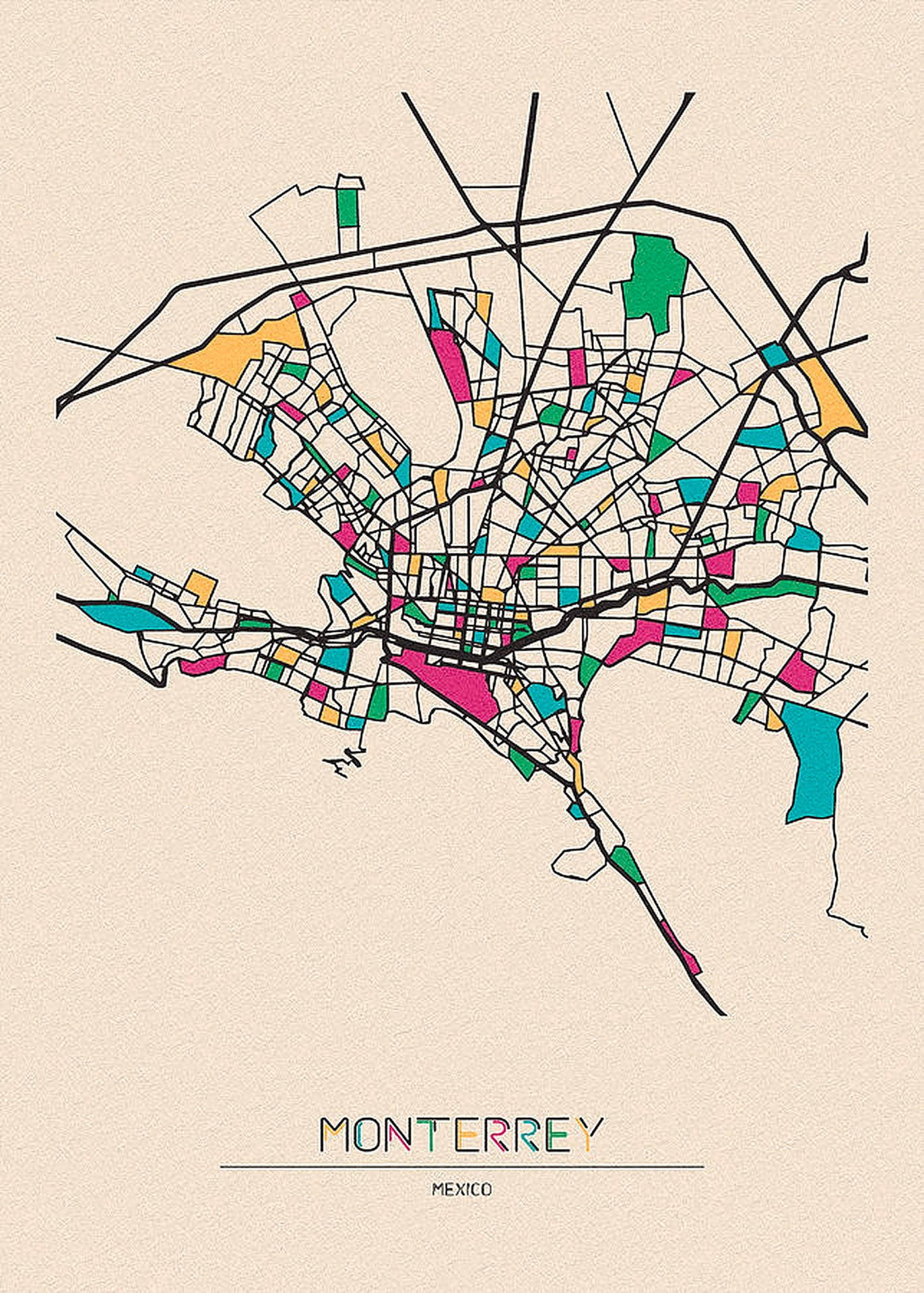 Mappa Colorata Di Monterrey Sfondo