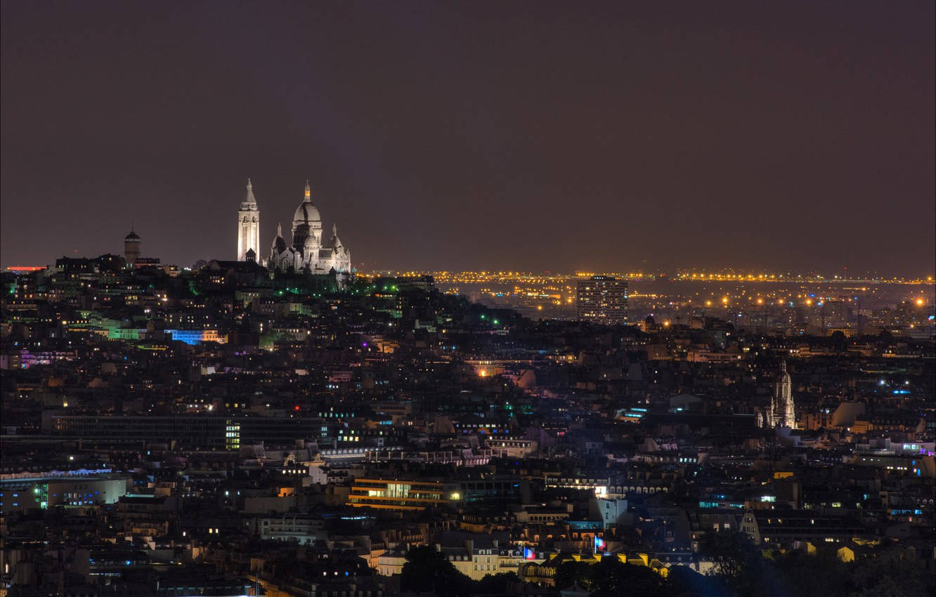 Montmartre Sacre Coeur Basilica At Night Wallpaper