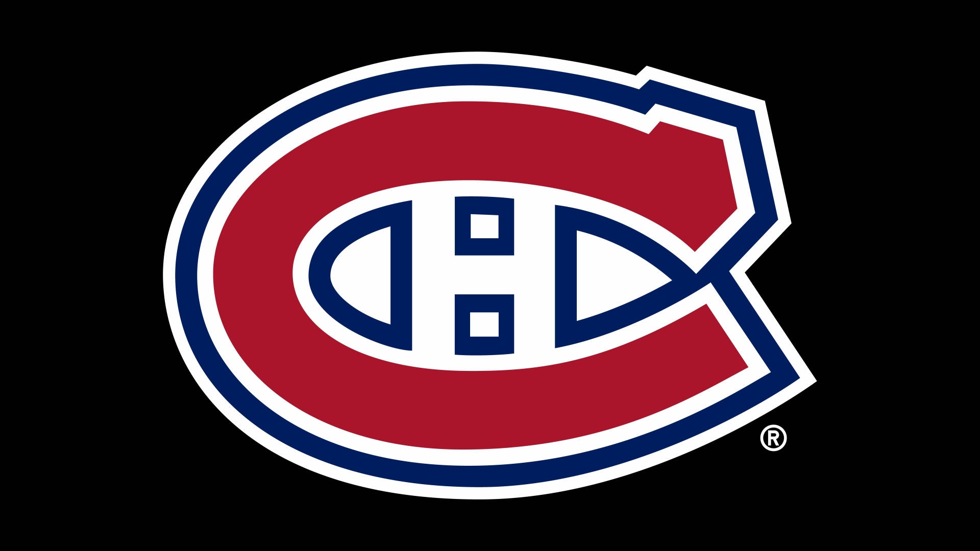 Logo for Montreal Canadiens i sort og rød Wallpaper
