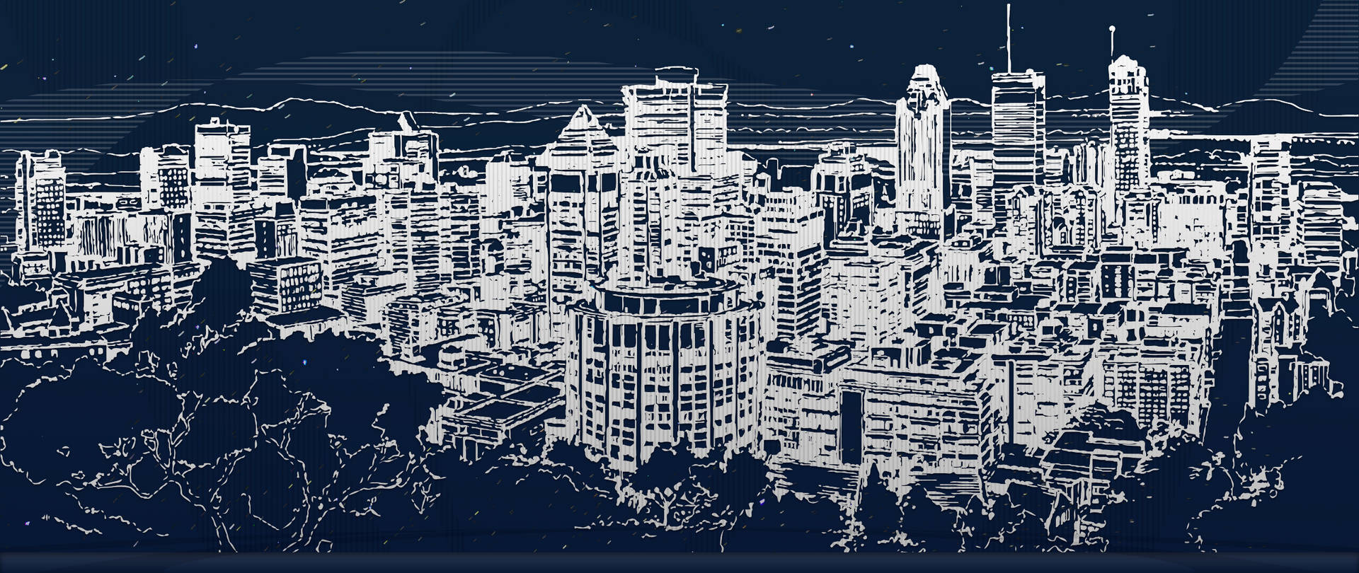 Montreal City 2D Drawing Wallpaper
