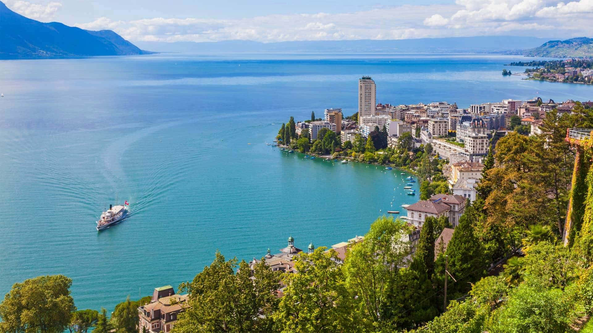 Montreux Lake Geneva Panorama Wallpaper