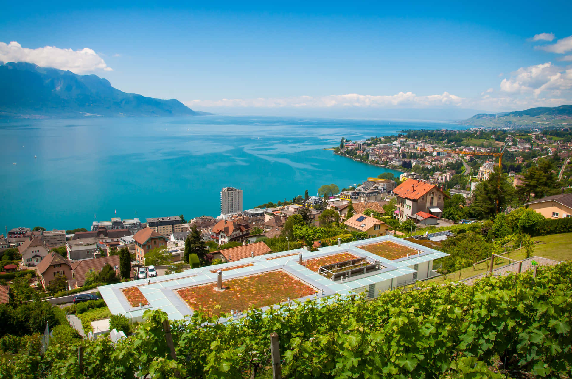 Montreux Lake Geneva Panorama Wallpaper