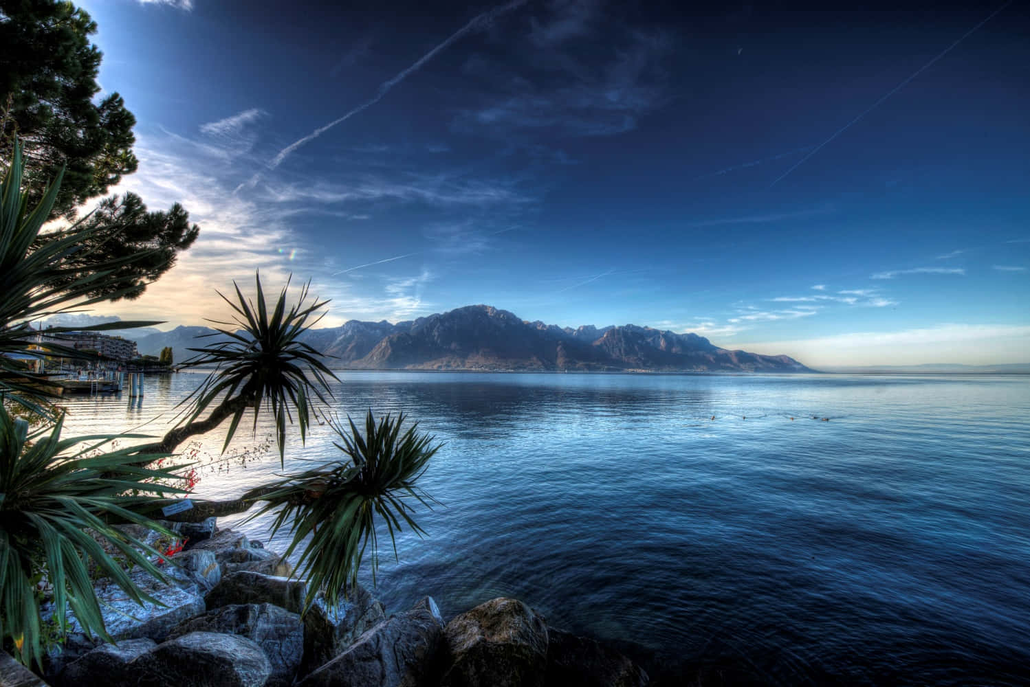 Montreux Lake Geneva Sunset Wallpaper