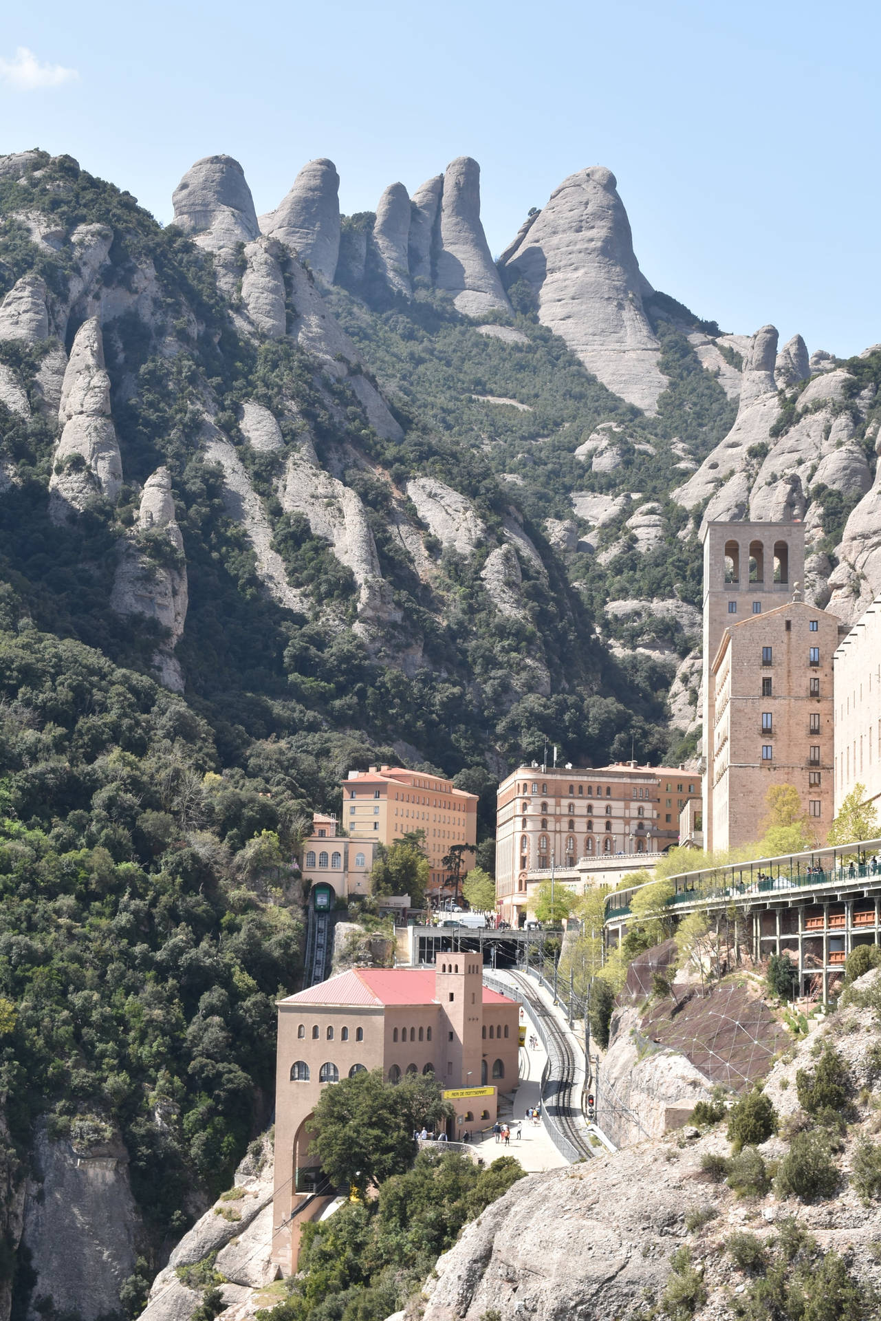 Stunning Cliffside View of Montserrat Monasteries Wallpaper