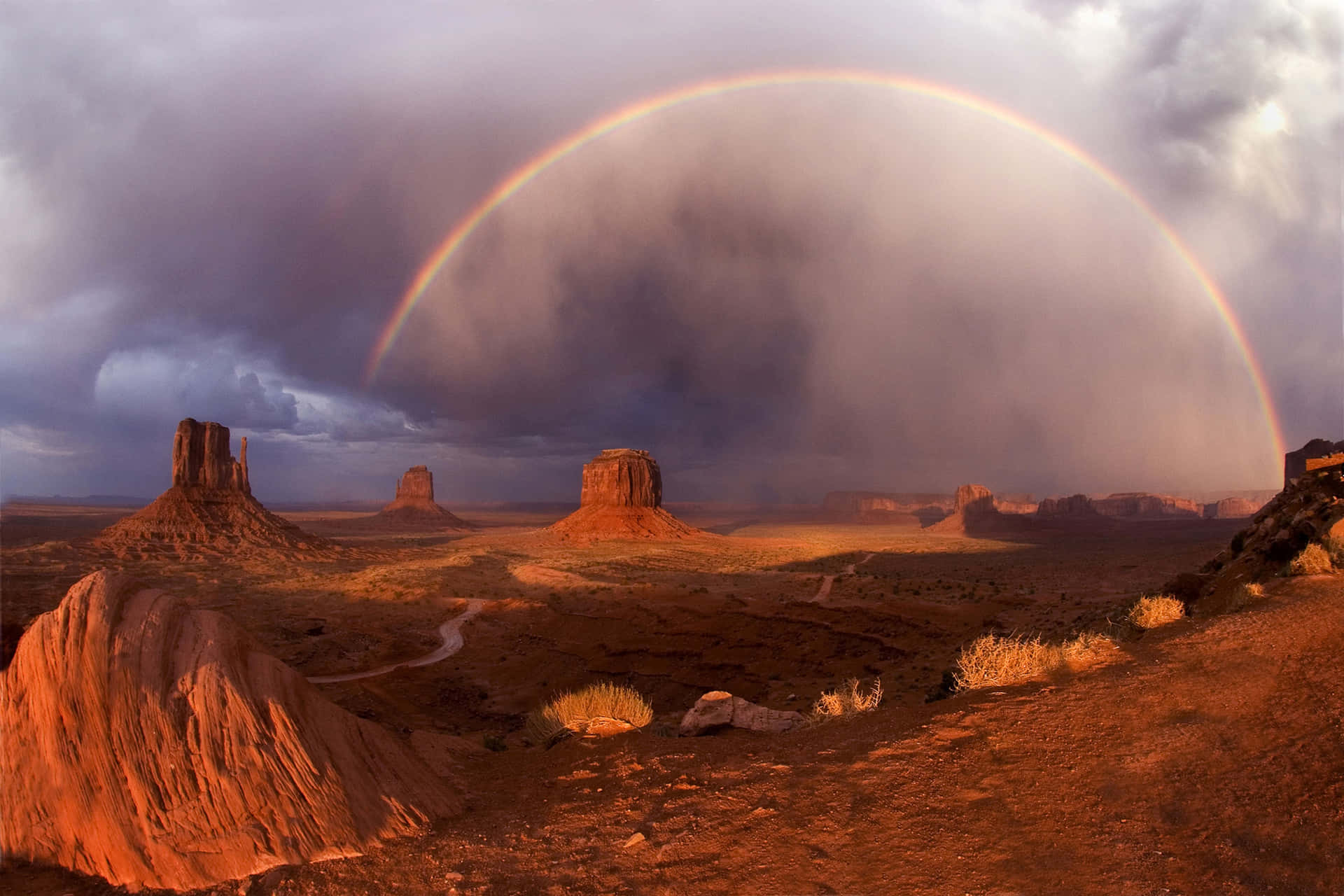 Monumentvalley Parco Tribale Dei Navajo Arcobaleno. Sfondo