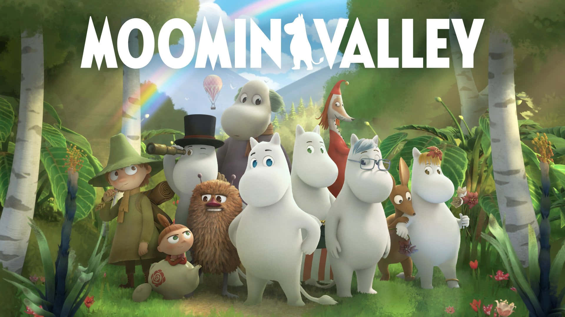 Fondode Pantalla De Moomin Con Muchos Personajes. Fondo de pantalla