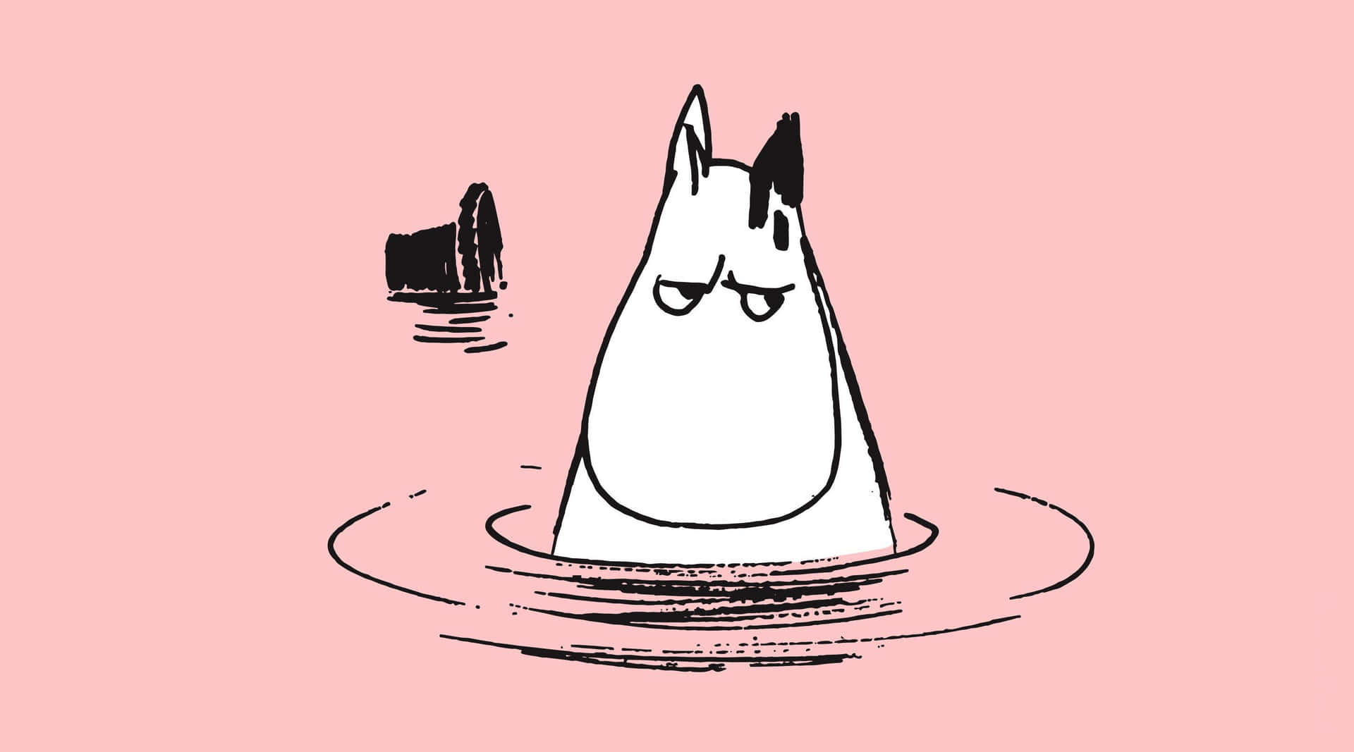 Dibujode Moomin Para Escritorio En Un Lago Rosa. Fondo de pantalla