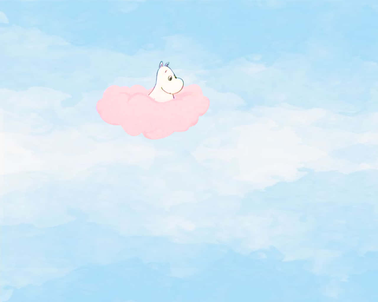Moomin Desktop In Pink Clouds Wallpaper