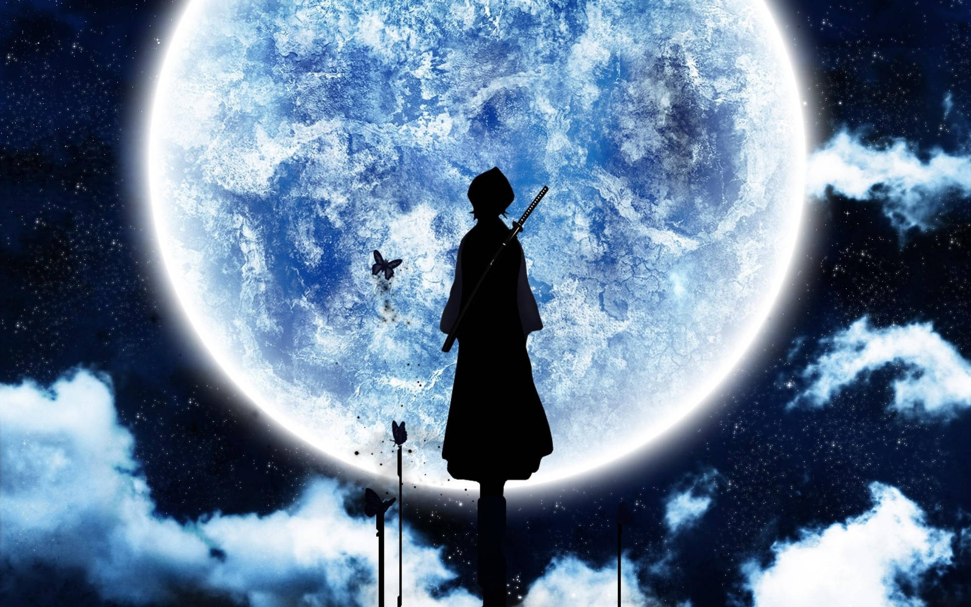 Moon 4k Bleach Rukia Kuchiki Silhouette Wallpaper