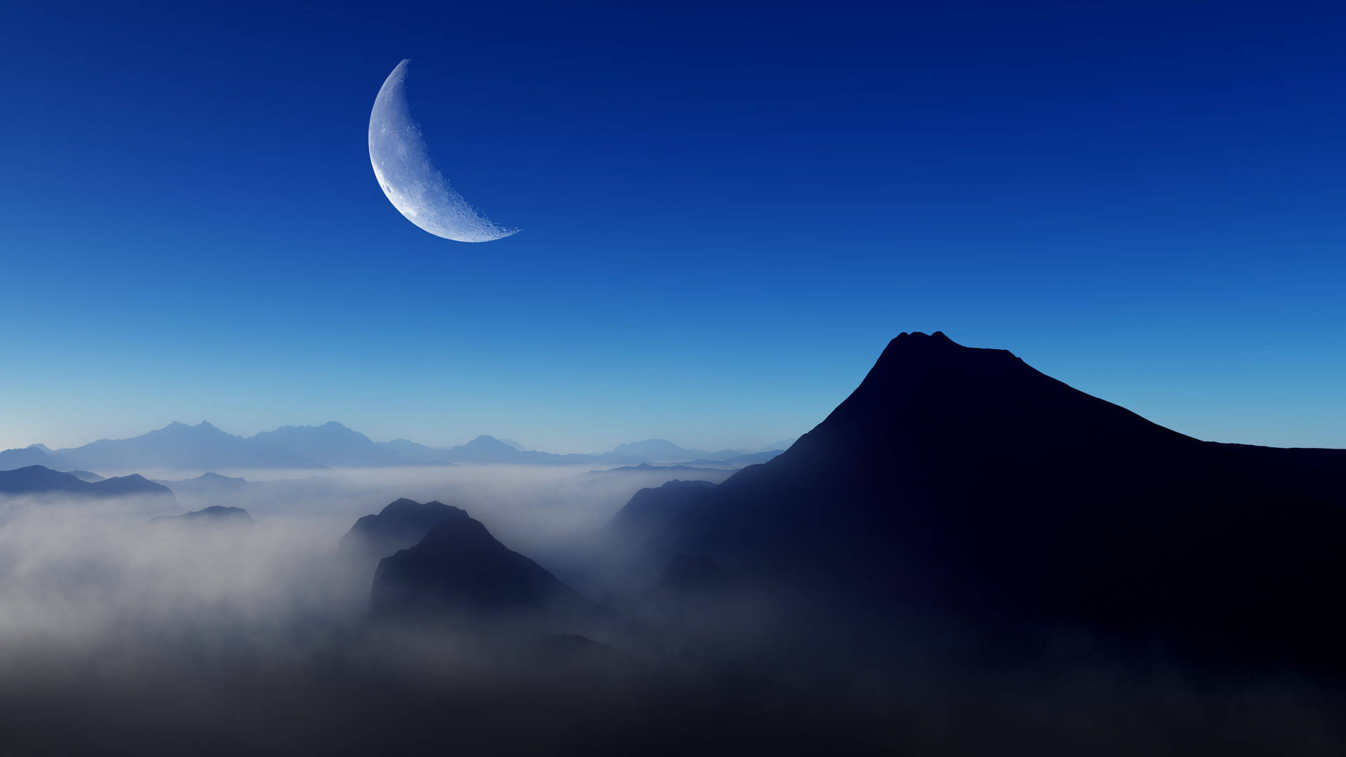Moon 4k Faded Over Mountain Wallpaper