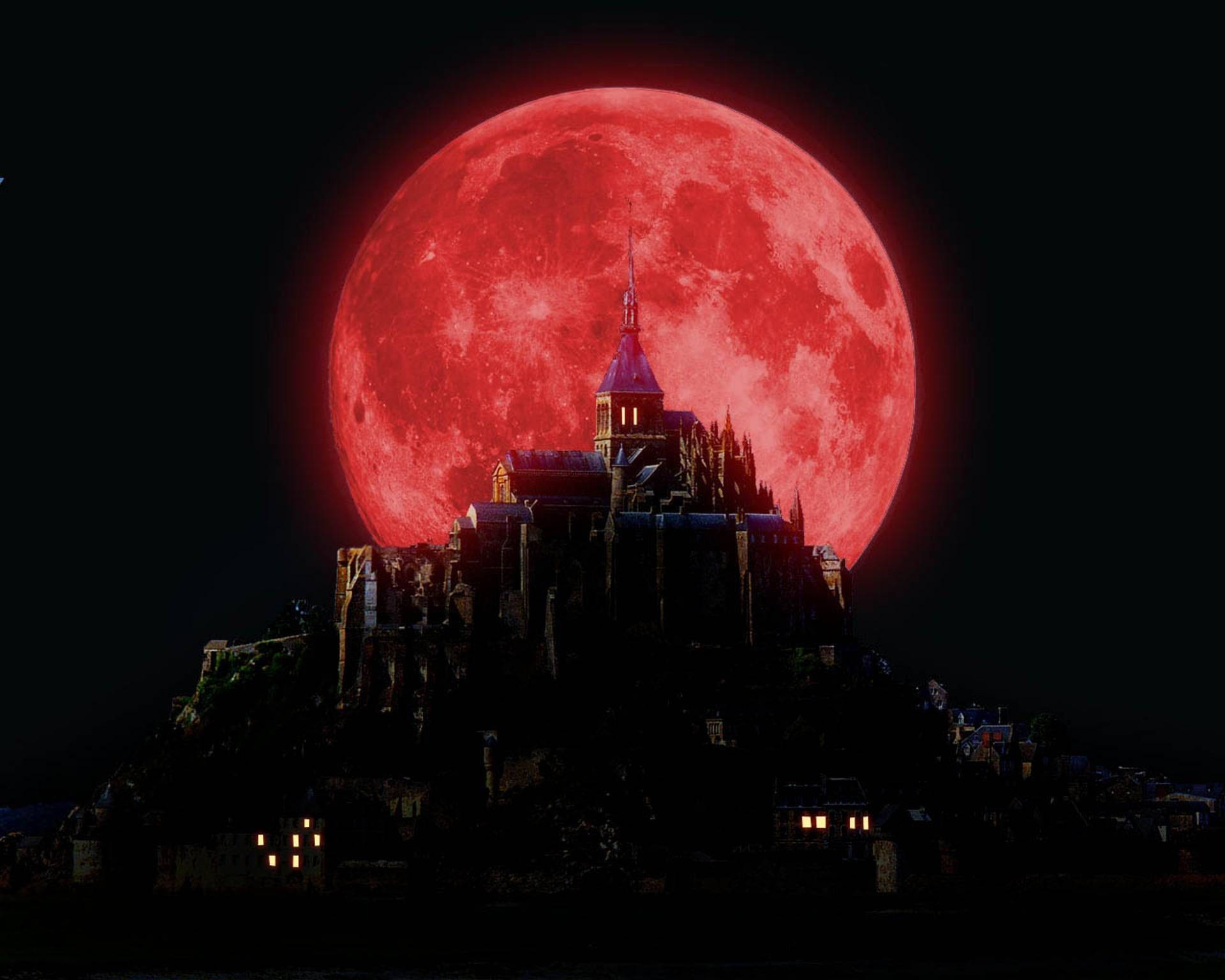 Moon 4k Red Aesthetic Castle Wallpaper