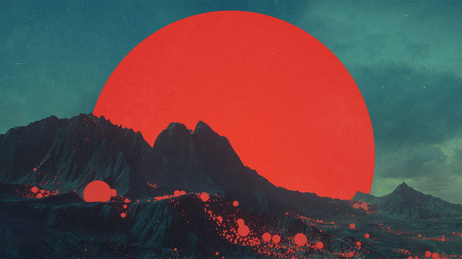 Moon 4k Red Aesthetic On Mountains Wallpaper