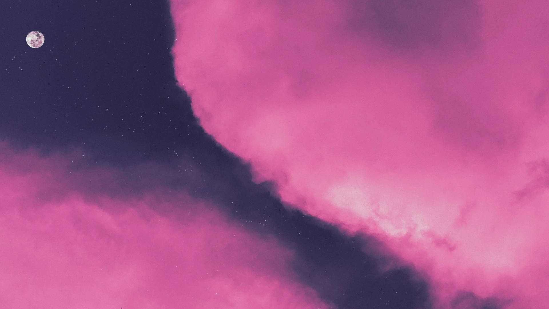Mondinmitten Rosafarbener Wolken Wallpaper