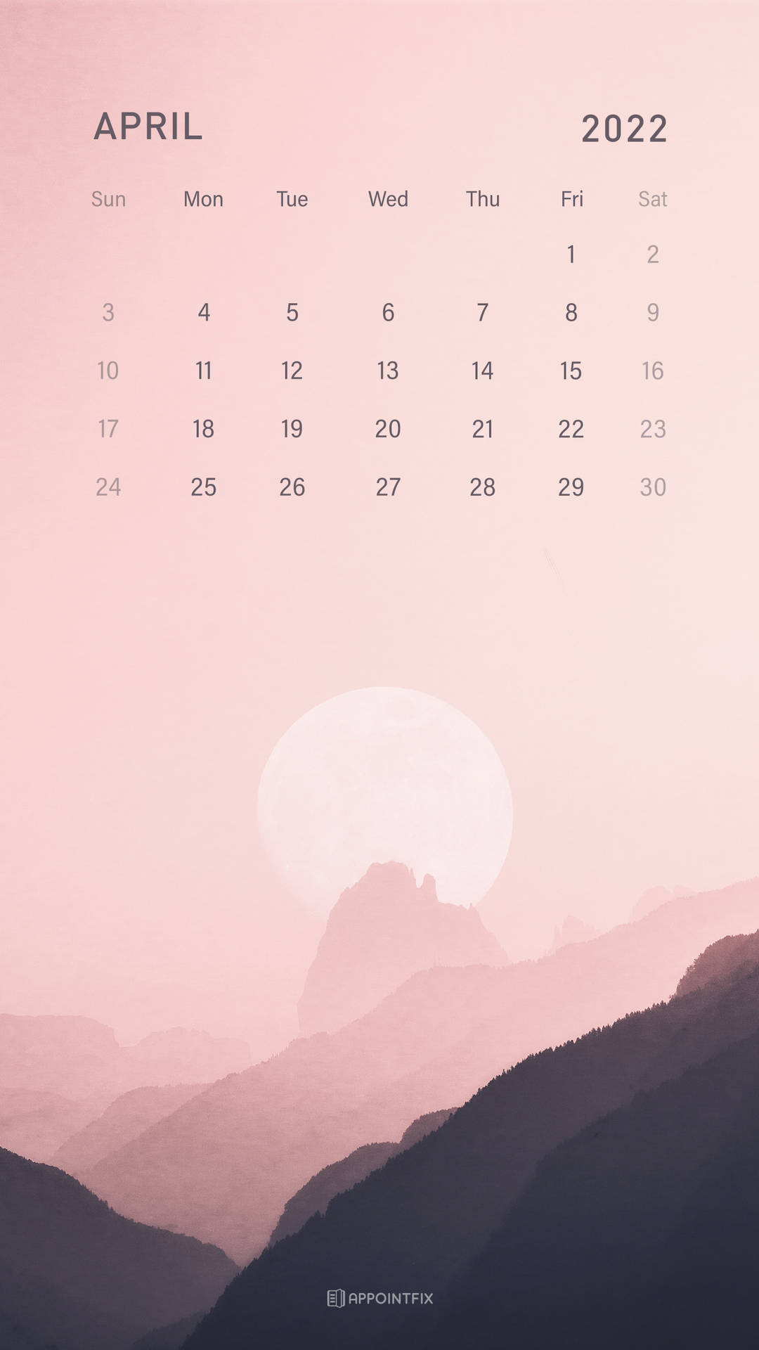 Moon And Mountain April 2022 Calendar Background