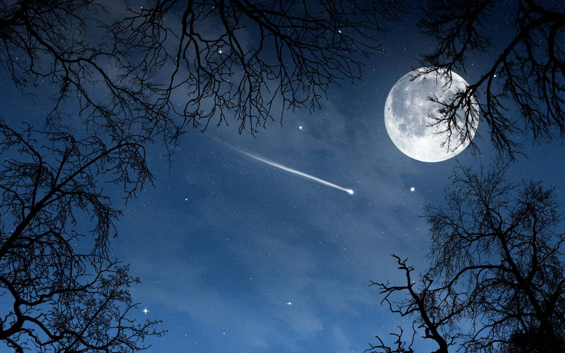 Enchanting Moon and Stars Night Sky