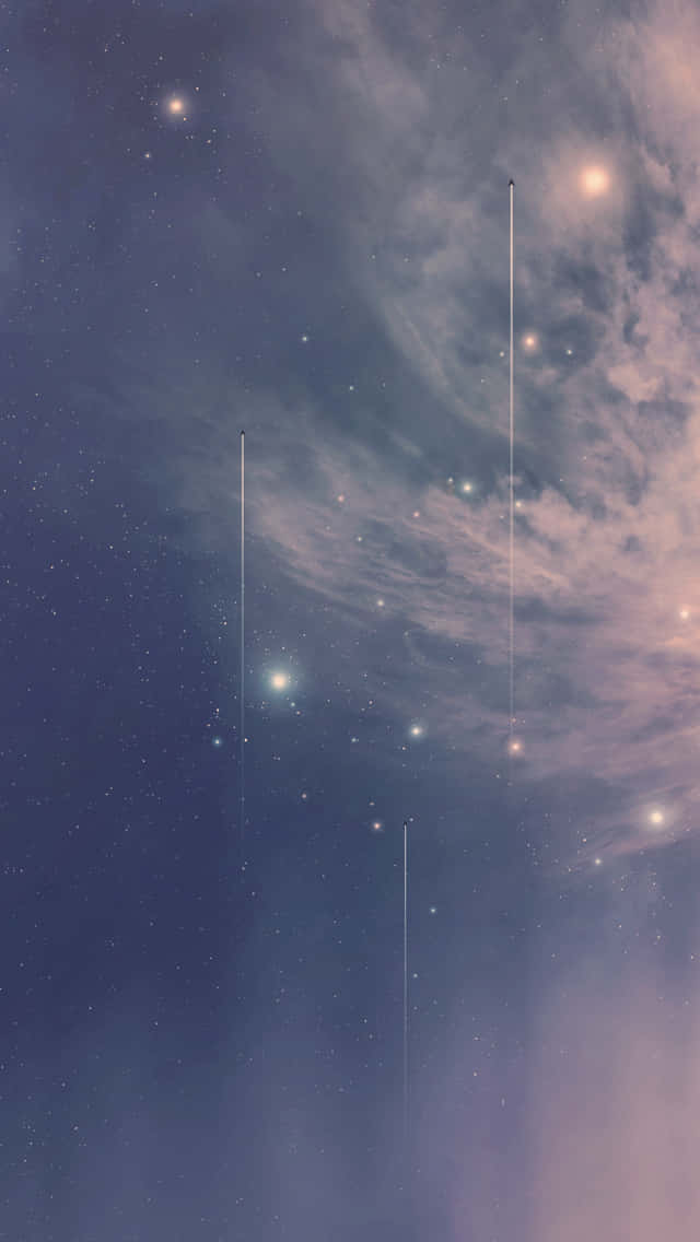 Lunay Estrellas En El Iphone Con Nubes. Fondo de pantalla